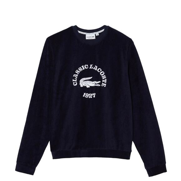 NWT Lacoste Men’s Regular Fit Terrycloth Lounge Sweatshirt Blue Size Medium - Picture 5 of 16